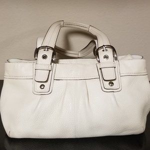 Coach cream purse with pink interior